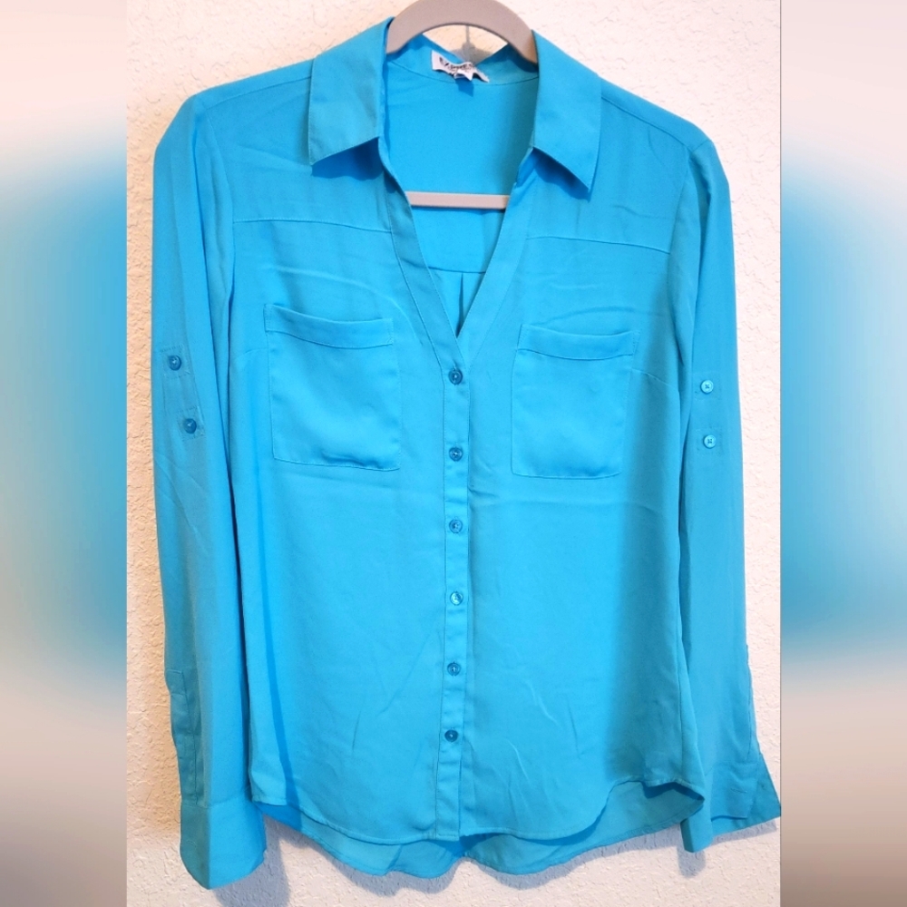 EXPRESS PORTOFINO SHIRT TEAL SIZE SMALL